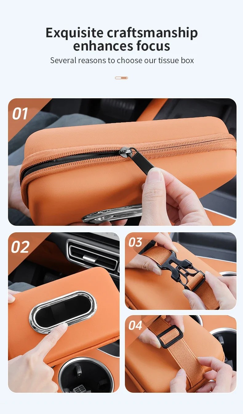 Auto-Montierbare Taschentuchbox Schubladentyp Kreative Multifunktionale Auto-Armlehnenbox Rückenlehnen-Hängebox Sonnenblenden-Halterung Vierfarbige Taschentuchtasche – Detail 8
