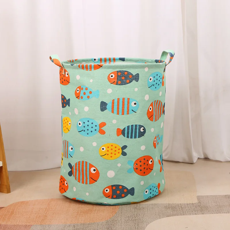 Dropship Cotton Linen Dirty Laundry Basket Foldable Round Waterproof  Organizer Bucket Clothing Children Toy Home Large Capacity Storage to Sell  Online at a Lower Price