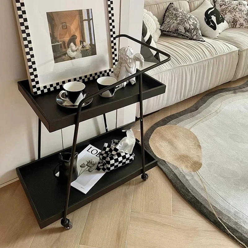 New Minimalist Bedroom Iron Trolleys Mobile Wheel Food Drinks Simple Cart Serving Kitchen Living Room Furniture