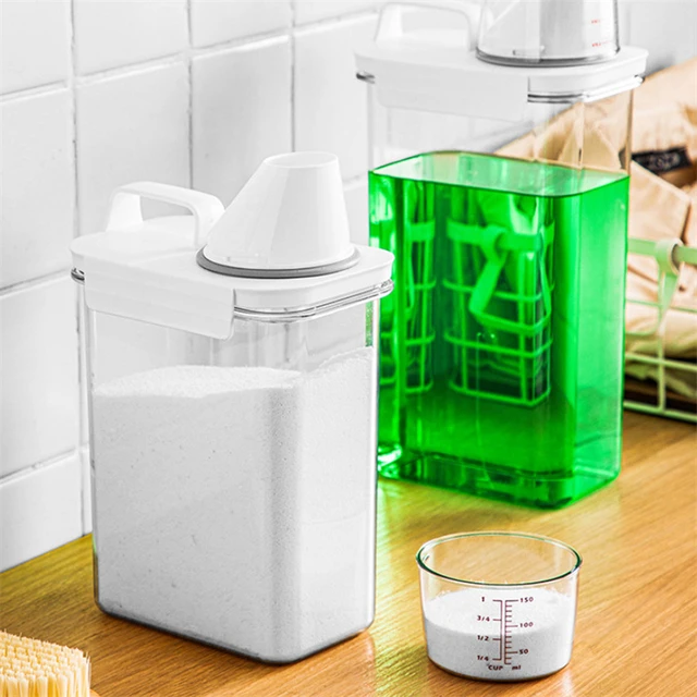 Multi-Use Laundry Powder Detergent Dispenser Food Grains Rice Storage  Container Pour Spout Measuring Cup Detergent Box