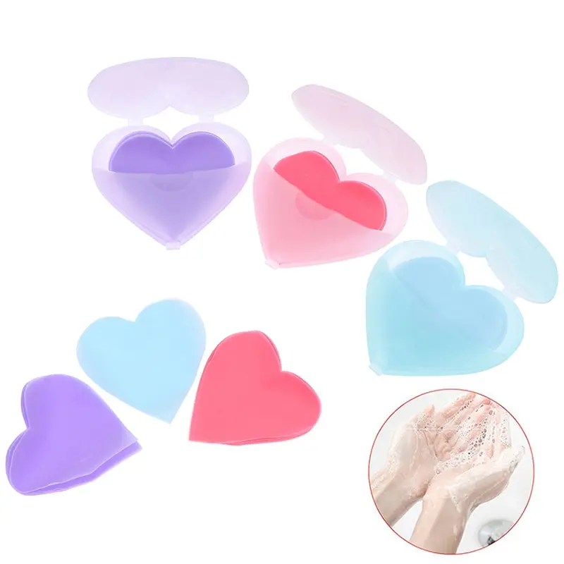 

50sheets/box Portable Boxe Soap Paper Outdoor Travel Heart-shaped Soap Paper Washing Hand Bath Clean Scented Slice Sheets