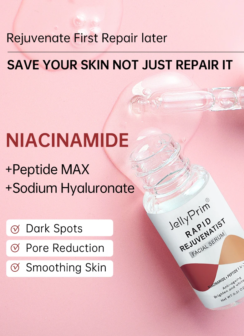 Sa3bbede1b00449f384b321e074e7193de Niacinamide Serum Dark Spot Remover Face Serum Whitening For Glowing Pore Shrinking Hyaluronic Acid Collagen Facial Skin Care