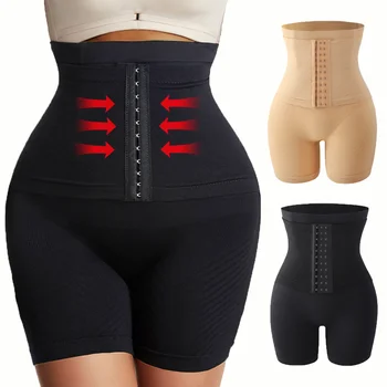Women Firm Tummy Control with Hook Butt Lifter Shapewear Panties High Waist Trainer Body Shaper Female Slimming Fajas Shorts