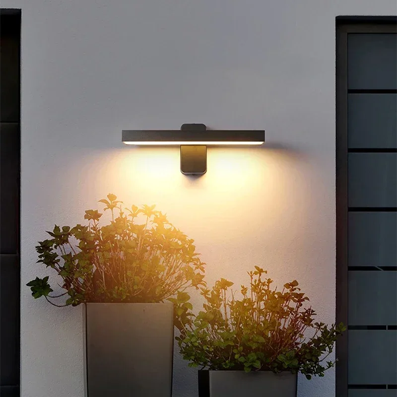 Led Wall Lamp Outdoor Waterproof Villa Entrance Fixture Courtyard Living Room Home Decorative Long Strip Aluminium Wall Lights