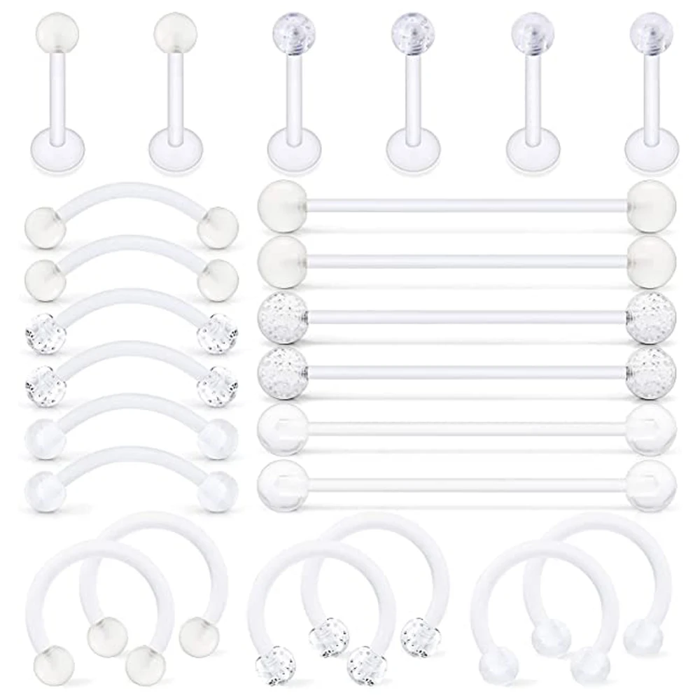 Clear Cartilage Earring Piercing Retainers Flexible Acrylic Helix Hoop