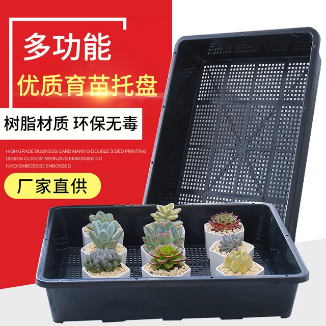 Tálca Zamatos Műanyag Virágcserép Szervező Medence Kis Fekete Négyzet Alakú Palánta - Image 2