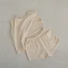 Summer Baby Boys Tank Top Tees Shorts Set 100% Cotton Solid Vest Shorts Toddler Two Pieces Sets 2