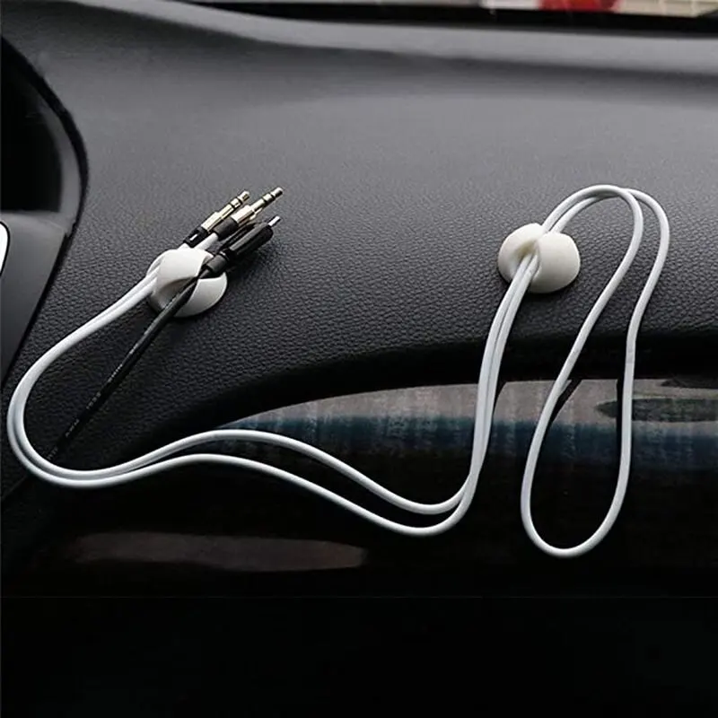 Cable Clip Winder Organizer 20PCS Round Charger Cord Clips Desk Tidy Management Wire Adhesive Holder Clamp Home Office Car