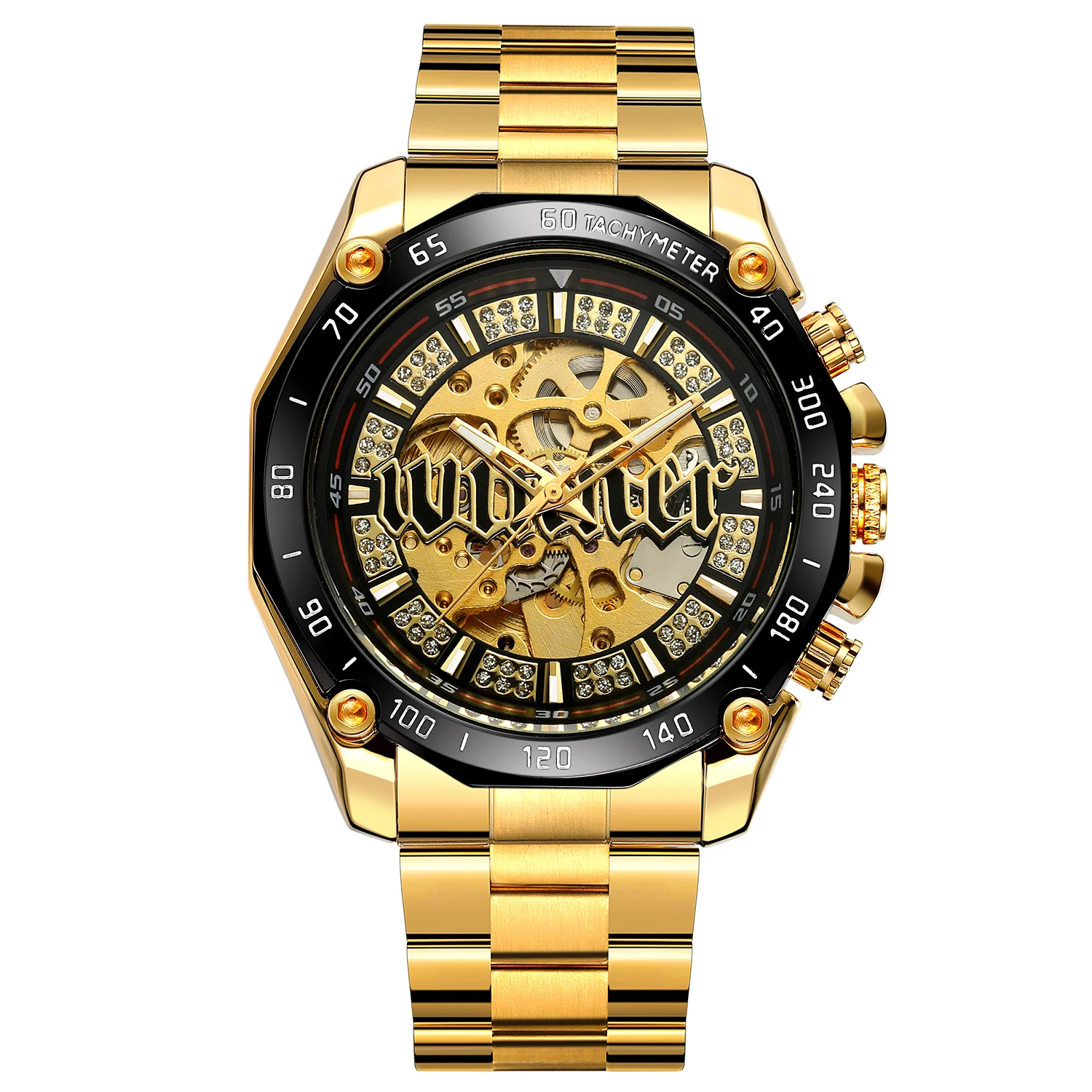 

Fashion Top Brand Winner Automatic Watch Men Luxury Famous Full Steel Golden Skeleton Mechanical Wristwatches Relogios Masculino