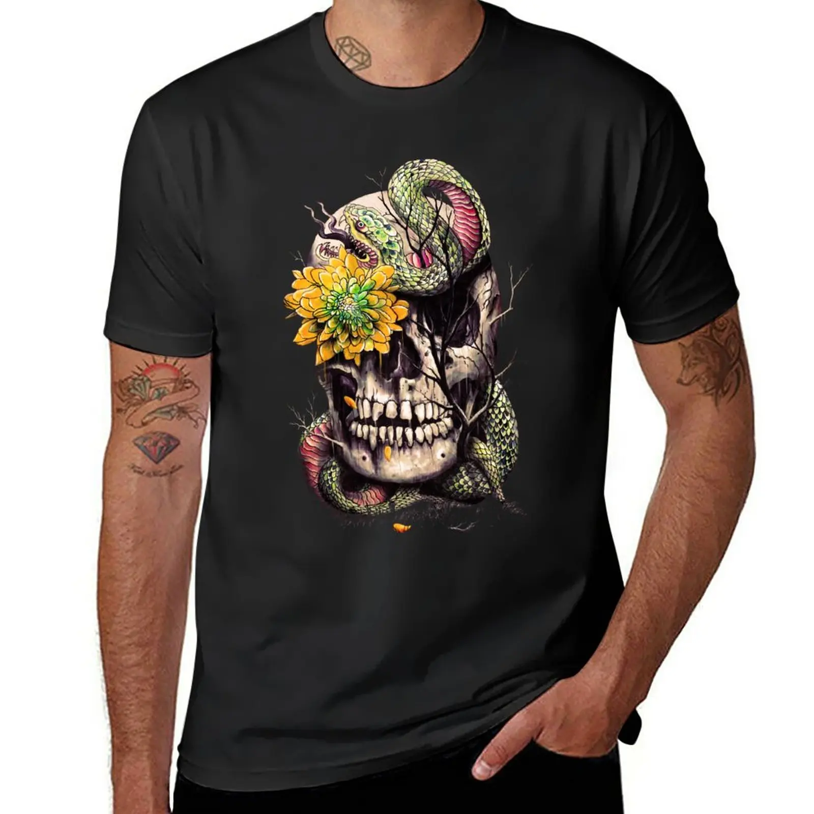 

New Snake and Skull T-Shirt kawaii clothes quick-drying t-shirt T-shirt men