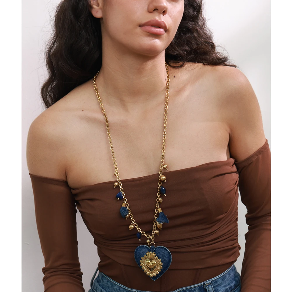 Yhpup Heart Pendant Charm Necklace Women