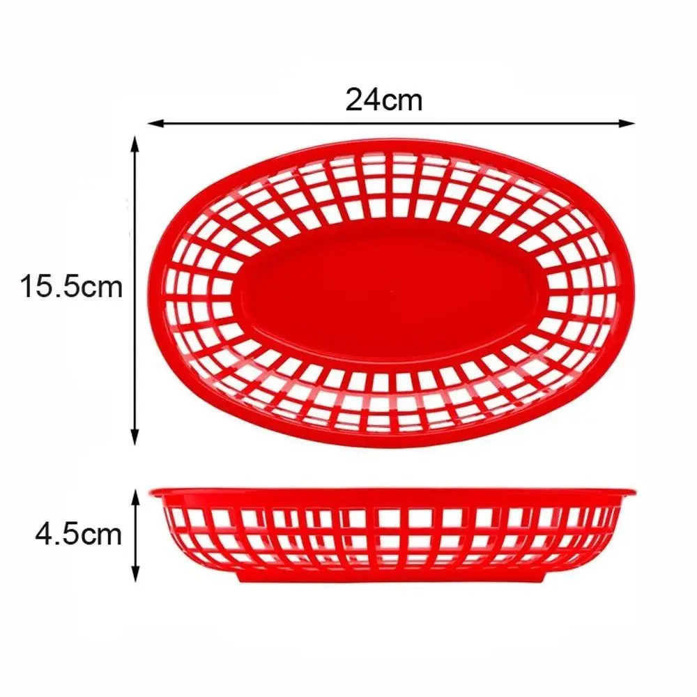 Photo Prop Plastic Food Baskets Reusable Colorful Basket Serving Oval Shape Bread Plate Restaurant Supplies