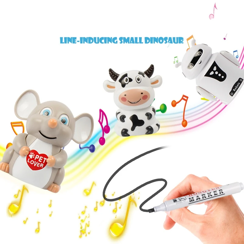 Follow Any Drawn Line Magic Pen Inductive Mouse Cow Robot Model Children Kids Toy With Sound And Light Children Gift 3