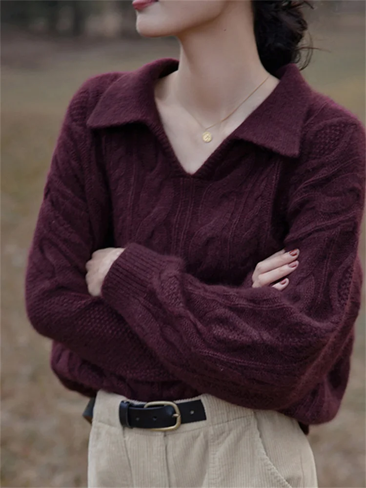 

Hsa Vintage Red Knitted Sweater Women Winter Korean Style Oversize Harajuku Pullover Jumper Female Chic Fashion Tops