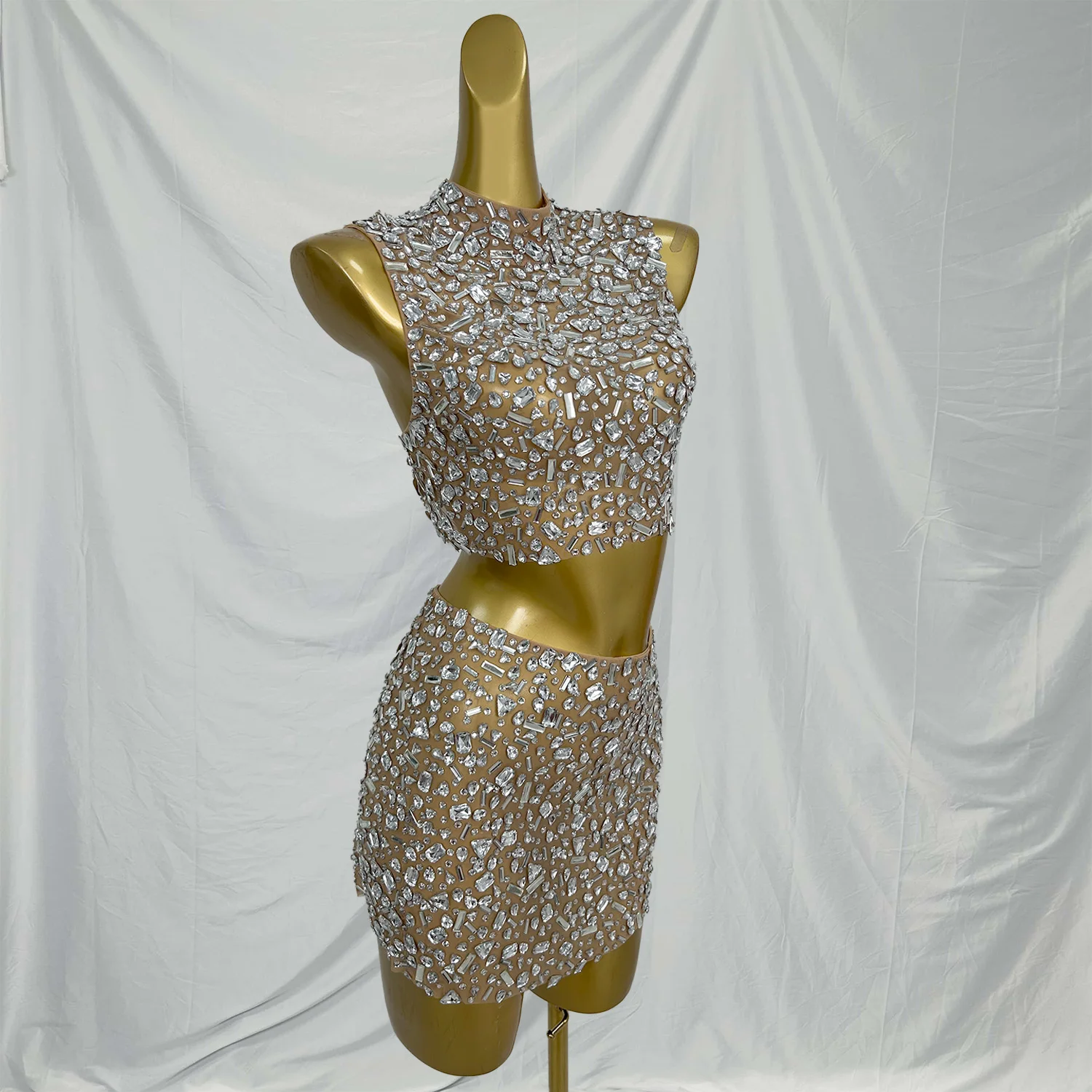 Shihualuo Luxury Diamond 2-Piece Birthday Party Dresses Stage Performance  Costume Star Catwalk Rhinestone Waist Short Dress - AliExpress 200000345
