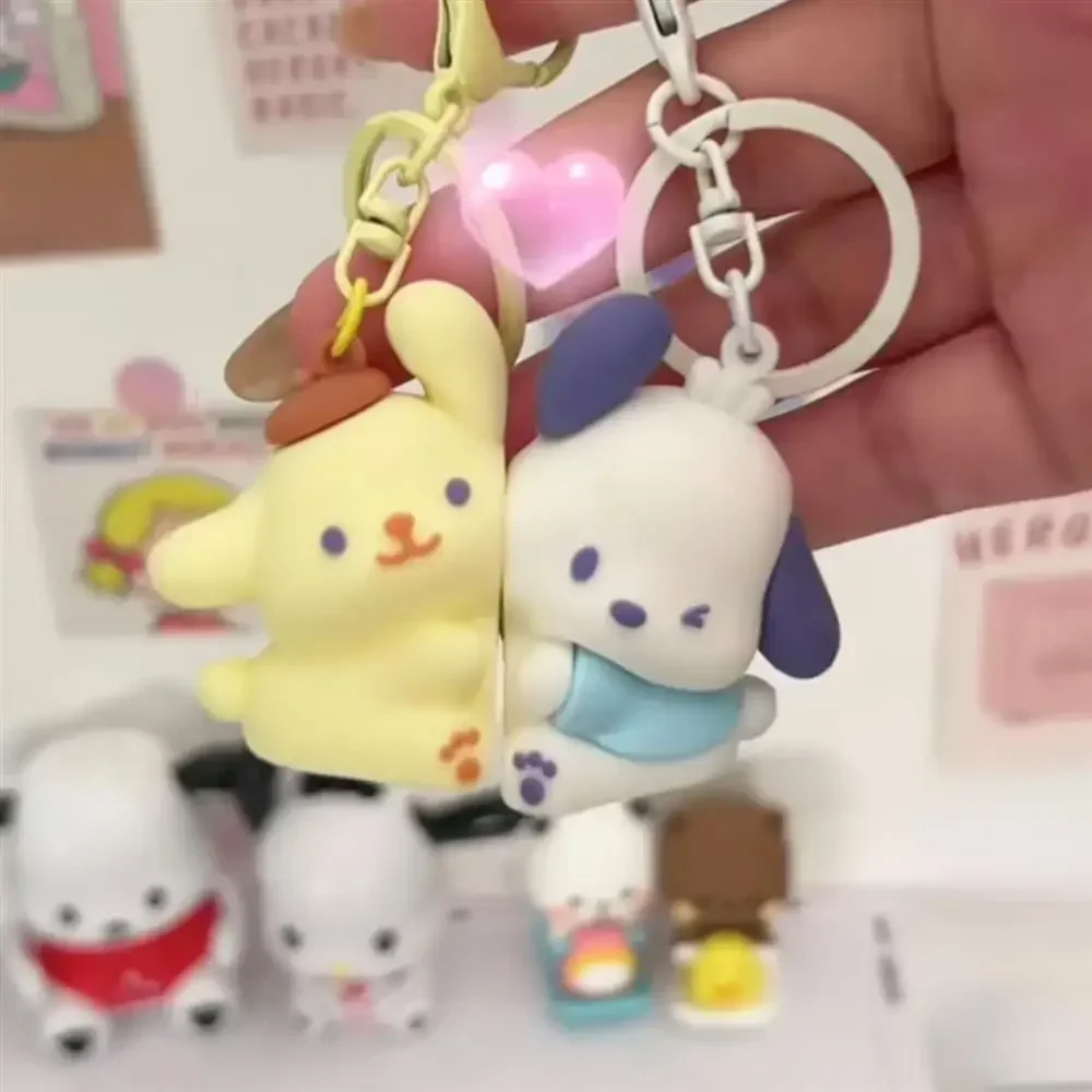 Sanrio Pochacco PomPomPurin Magnetic Keychain Creative Cartoon My Melody Kuromi Couple Cute Pendant Backpack Decoration Gifts 4