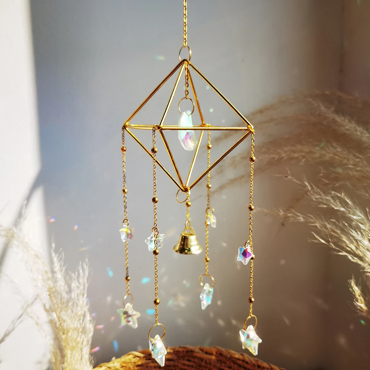 Sun Catcher Sun Catchers Window Ornament Crystal Pendant Rainbow Star Moon Wind Chimes Outdoor Window Home Decoration Garden Car Pendant