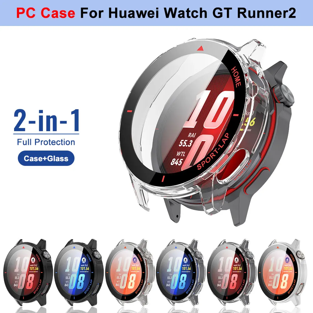 Enhanced Protective Case and Tempered Glass Screen Cover for Huawei Watch GT Runner 2