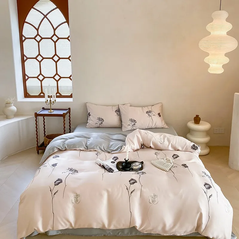 

Eucalyptus Eucalyptus Silky Twin Queen Double Duvet Cover Set Chic Rose Farmhouse Bedding set Soft 600TC Bed Sheet Pillowcases