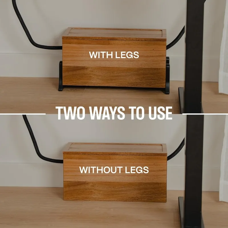 원목 데스크탑 케이블 정리함, 공유기, 멀티탭 및 소켓용 전원 코드 정리함, 나무 케이블 허브 보관함