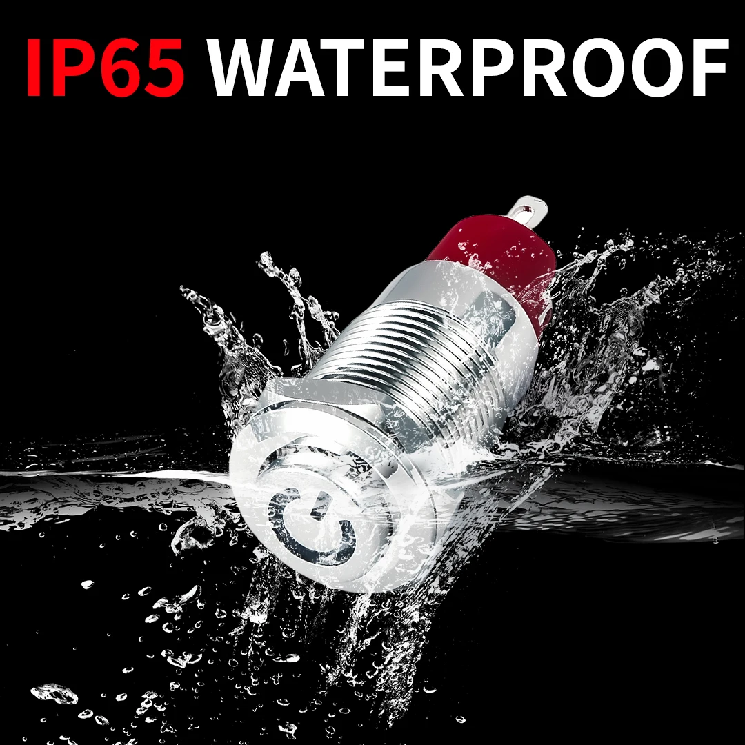 Push Button Switch 12 16 19mm Waterproof Metal Red Yellow LED 12V 24V 220V Momentary Self Locking Car Engine Power Supply