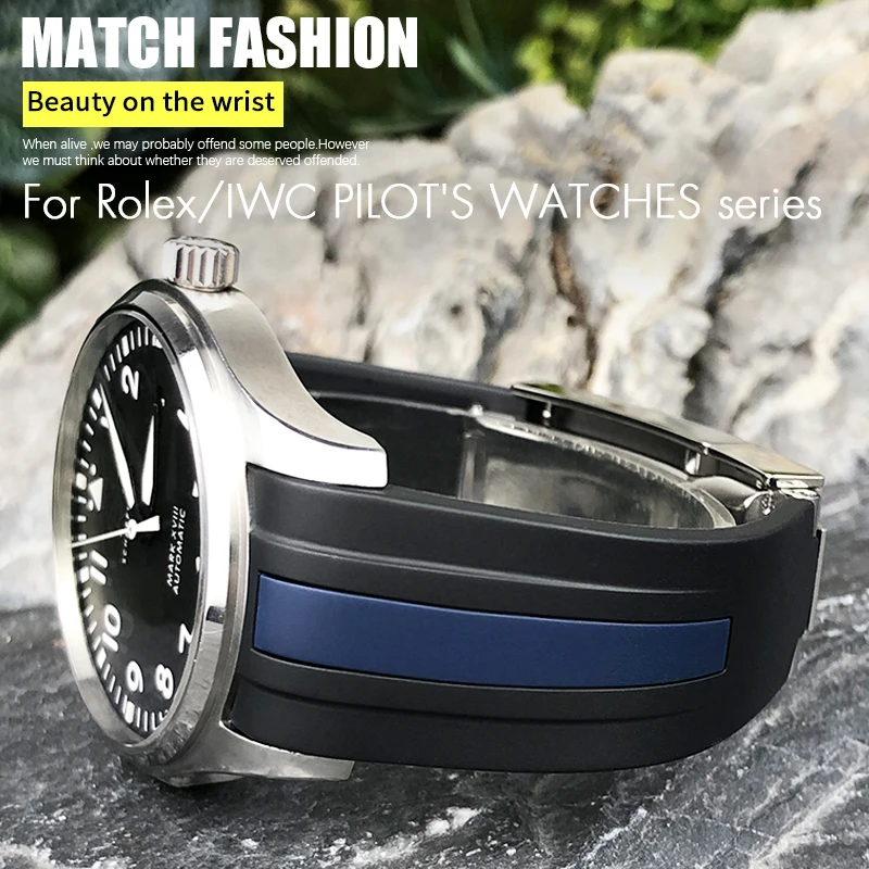 Cinturino In Gomma Con Estremità Curva 18Mm 19Mm 20Mm 21Mm 22Mm Per Rolex Submariner Datejust Explorer 2 Per Cinturino Per Orologio Pilota In Silicone