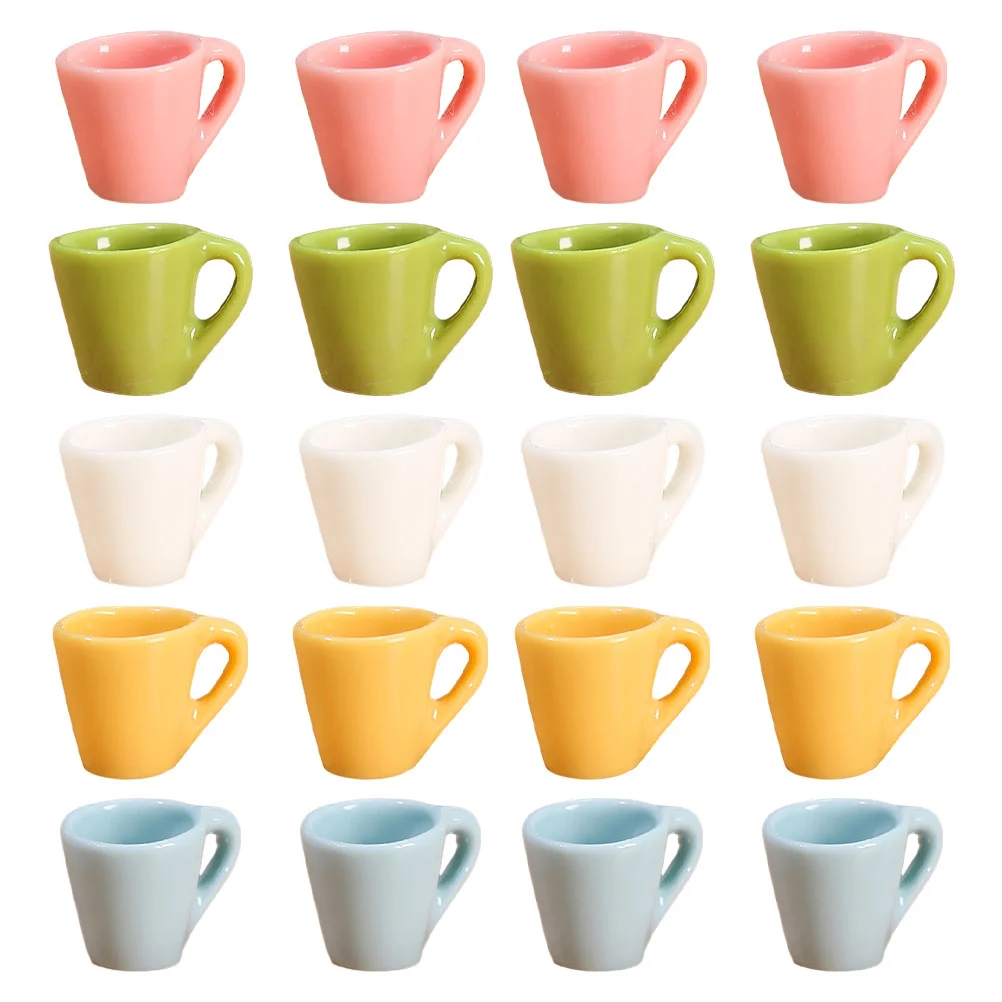 20 Pcs Espresso Cup Simulation Cup Mini Cups Coffee Miniature Mug Resin Miniatures Dolly House Ornament