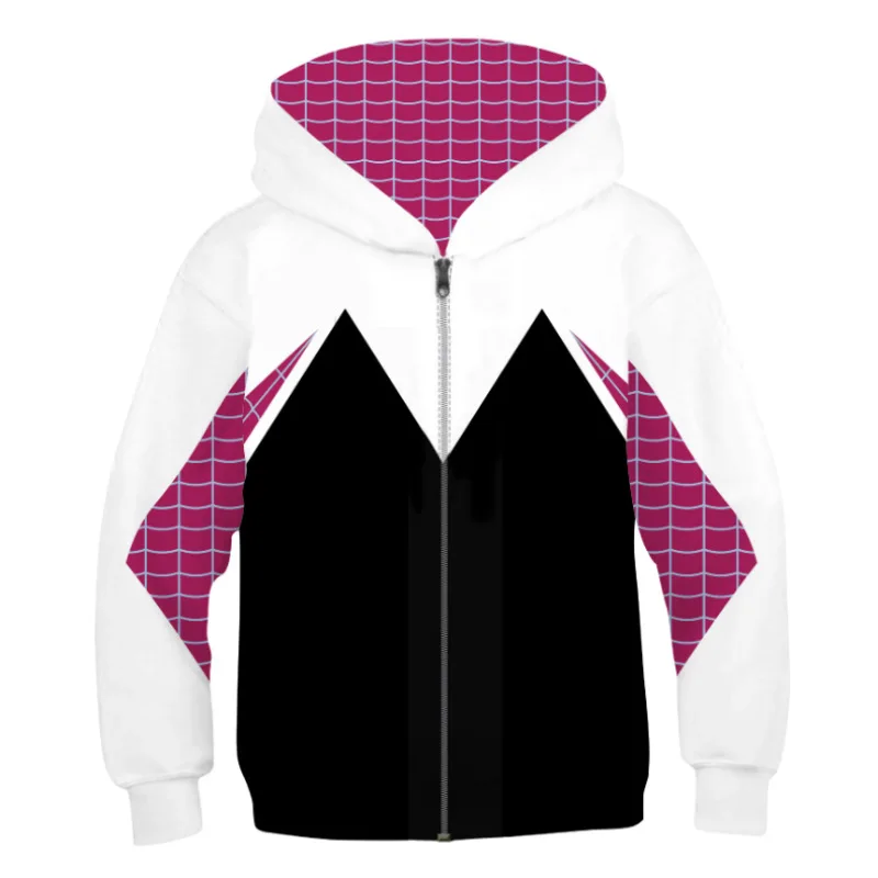 

Anime 3D Printed Spider Gwen Hoodie Movie Cosplay Costume Hooded Pullover Kids Streetwear Child Halloween Party Cloak Sweatshirt