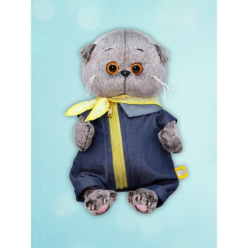 Мягкая игрушка Басик BABY в джинсовом комбинезоне оригинальный BUDI BASA 20см |