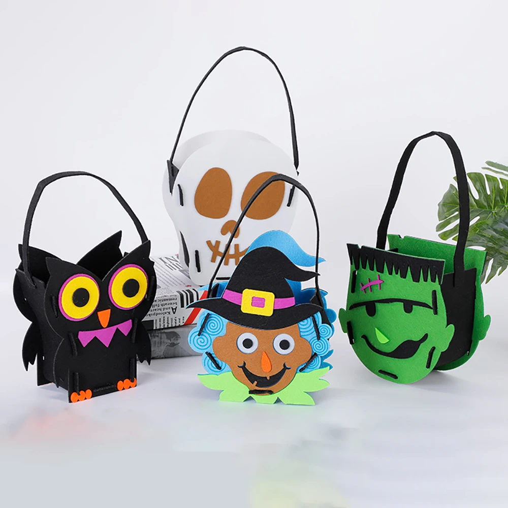 Halloween Pumpkin Candy Bag Halloween Decorative Felt Handbag Halloween Trick Or Treat Goody Bags Kids Halloween Party Gift Bag