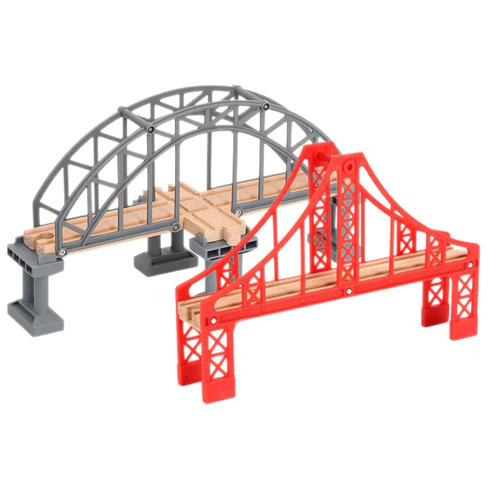 2 Pcs Train Bridge Model Railway Track Playthings Scene Layout Prop Cross Supplies Little