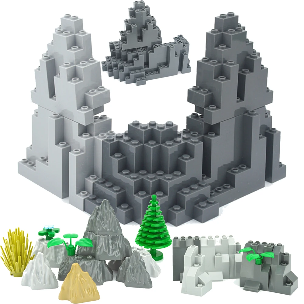 Moc Rock Panel 6082 6083 23996 47847 Rockery Mountain Scene DIY City Street View Bulk Hill Stone Building Blocks Toys For Gifts