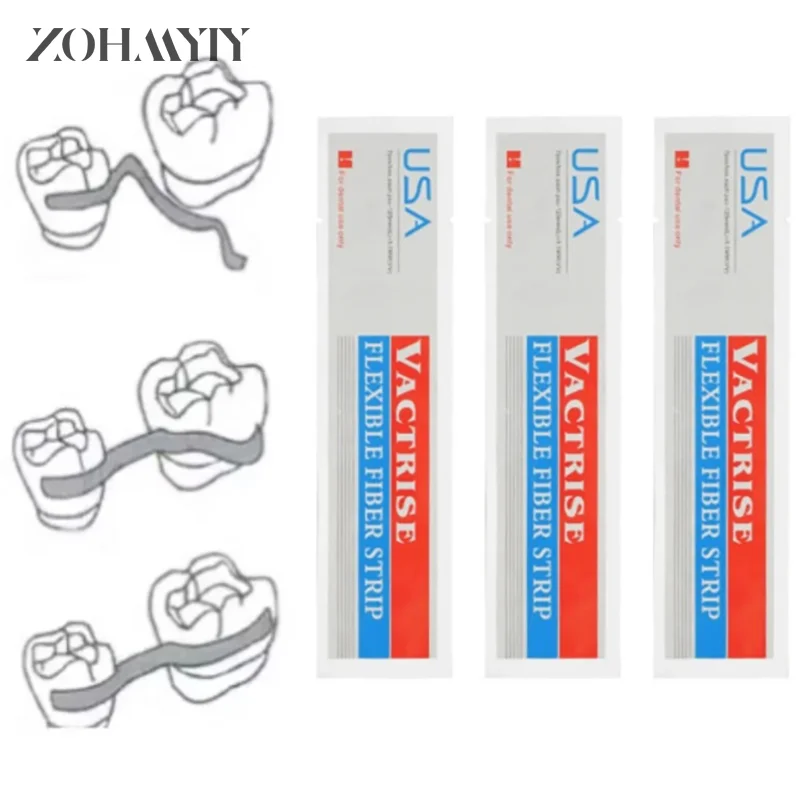 Dental Material Flexible Fiber Strip Glass Splint Loose Tooth Fixation Strips 7Pcs/Box Light Cure Bonding Orthodontic Retainers Dental Fixation Strips
