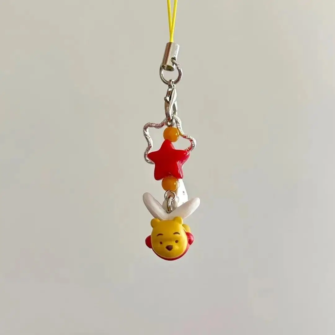 Kawaii Disney Anime Feitian Winnie Bear Doll Phone Chain Creative Cartoon Cute Girl Heart Backpack Pendant Decoration Gifts