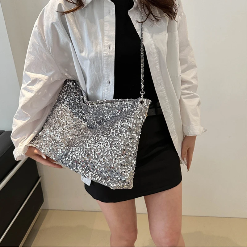 Glitter Tote Bags for Women Sequin Handbag Ladies Large Capacity