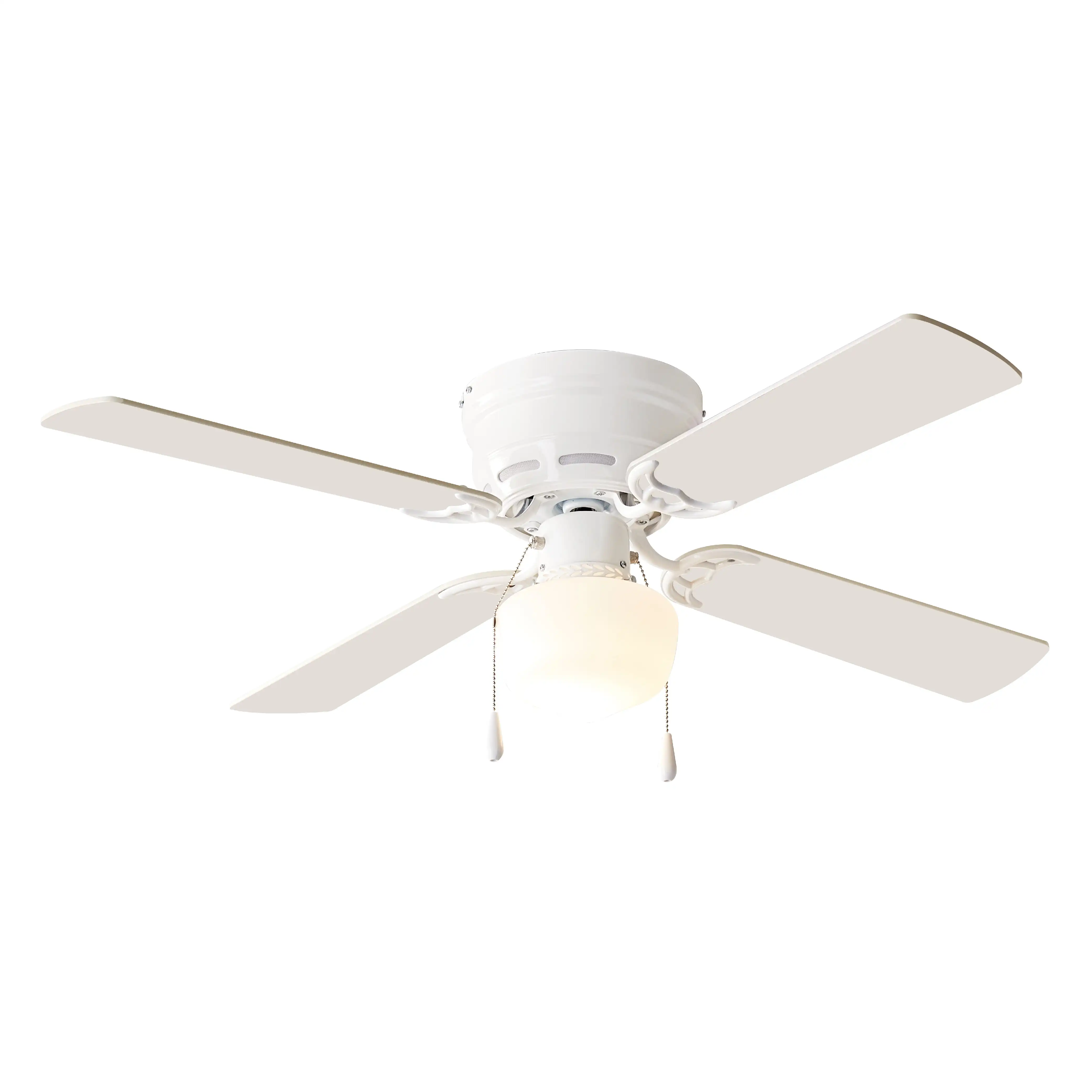 

Mainstays 42" Hugger Metal Indoor Ceiling Fan with Light, White, 4 Blades, LED Bulb, Reverse Airflow