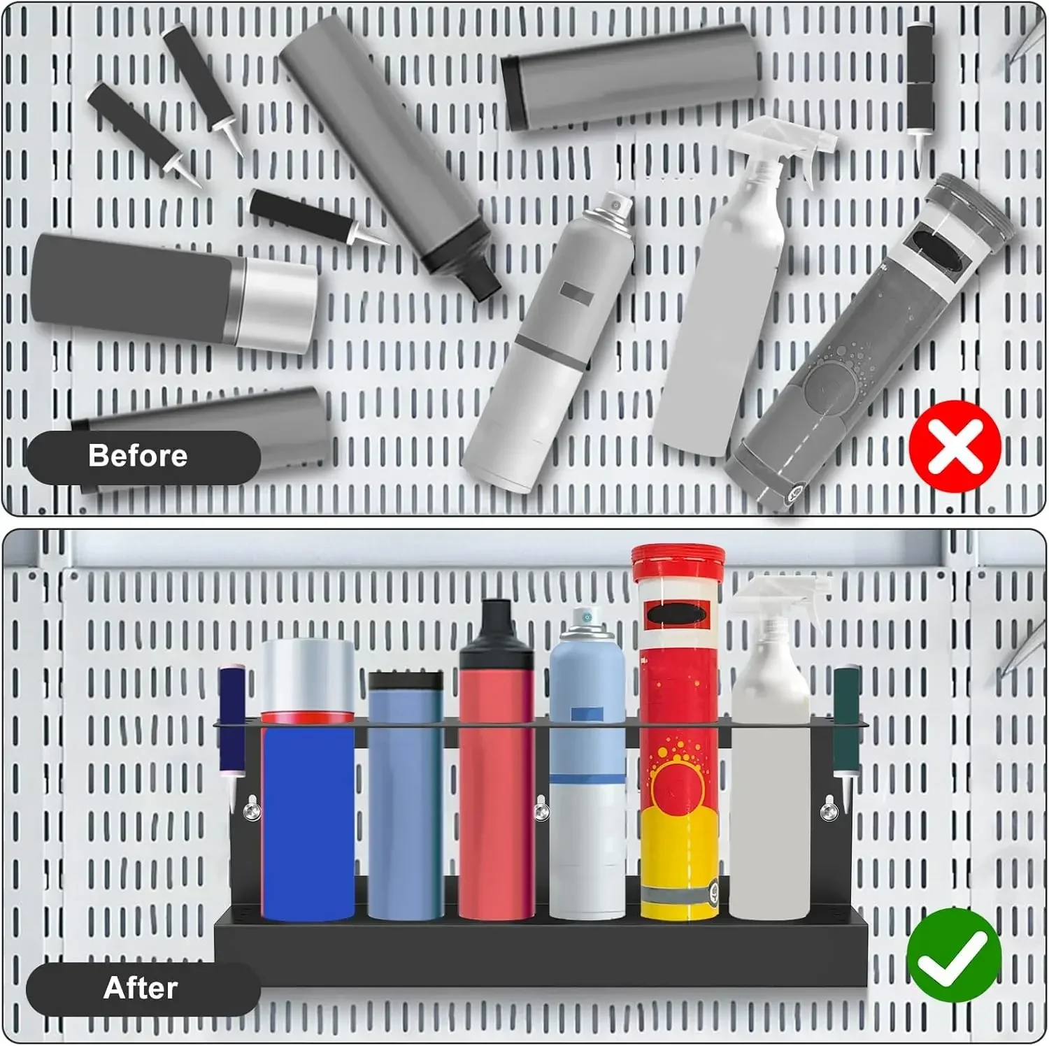 Caulk Tube Holder Caulking Gun Storage Rack Wall Mounted Sealant Organizer Holds 6 Tubes and Caulking Nozzle for Workshop