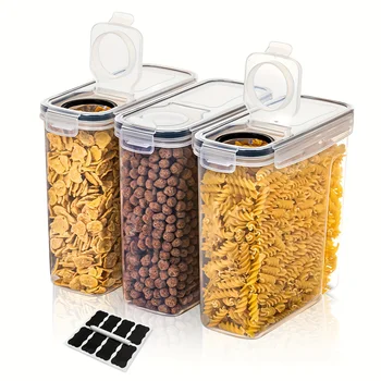 Set di contenitori ermetici per cereali in 3 pezzi, senza BPA, lavabili in lavastoviglie, con penna ed etichetta, capacità 2,5 l/84.5 Floz 1
