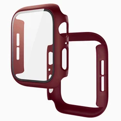 Enhanced Protective PC Case with Tempered Screen Protector - 41mm Series 7 8 9 (Wine red)
