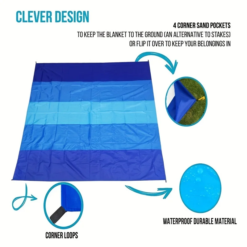 Quick-Dry Waterproof Beach Blanket Sandproof Outdoor Picnics Camping Hiking Travel Carry Bag beach blanket picnic mat