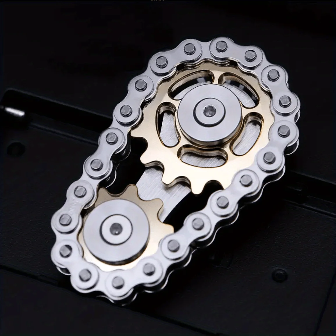 Relieve pressure on chain fidget spinner metal toys with gear chain teeth flywheel and sprocket chain wobble 3