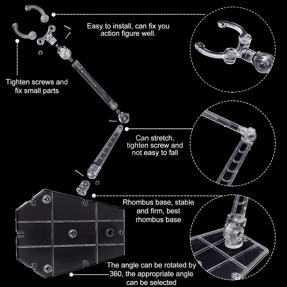 1 Set Action Figure Stand Gundam Stage Act Assembly Model Support Stand Compatible with HG RG SD SHF Gundam 1/144