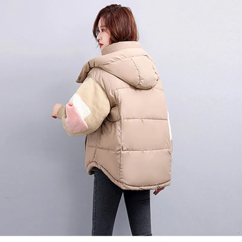 2023 New Women Down Jacket Winter Coat Female Short Parkas Loose Thick Warm Outwear Leisure Time Hooded Versatile Overcoat