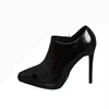 Women's PU Leather High Heels Women Solid Color Ankle Shoes Spring and Autumn Designer Sharp Pointed Narrow Heeled High Heels 6