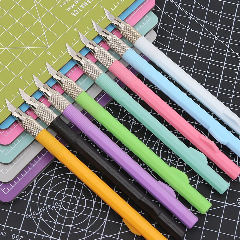14cm Anti-Slip Blade Utility Knife Paper Cut Crafts Carving Tools Office and School Accessories Mat