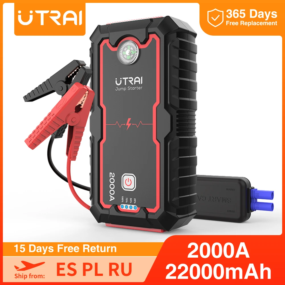 UTRAI Power Bank 22000mAh 2000A Jump Starter Portable Charger Car Booster 12V Auto Starting Device Emergency Car Battery Starter jump starters