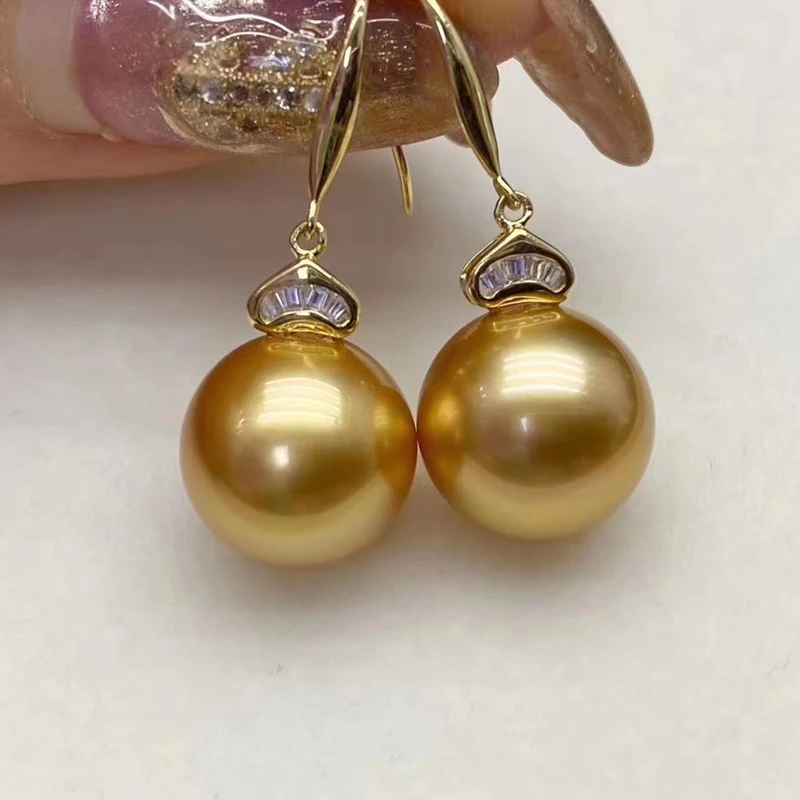 

MeiBaPJ New Fashion Golden Freshwater Pearl Drop Earrings Real 925 Sterling Silver Fine Charm Wedding Jewelry for Women