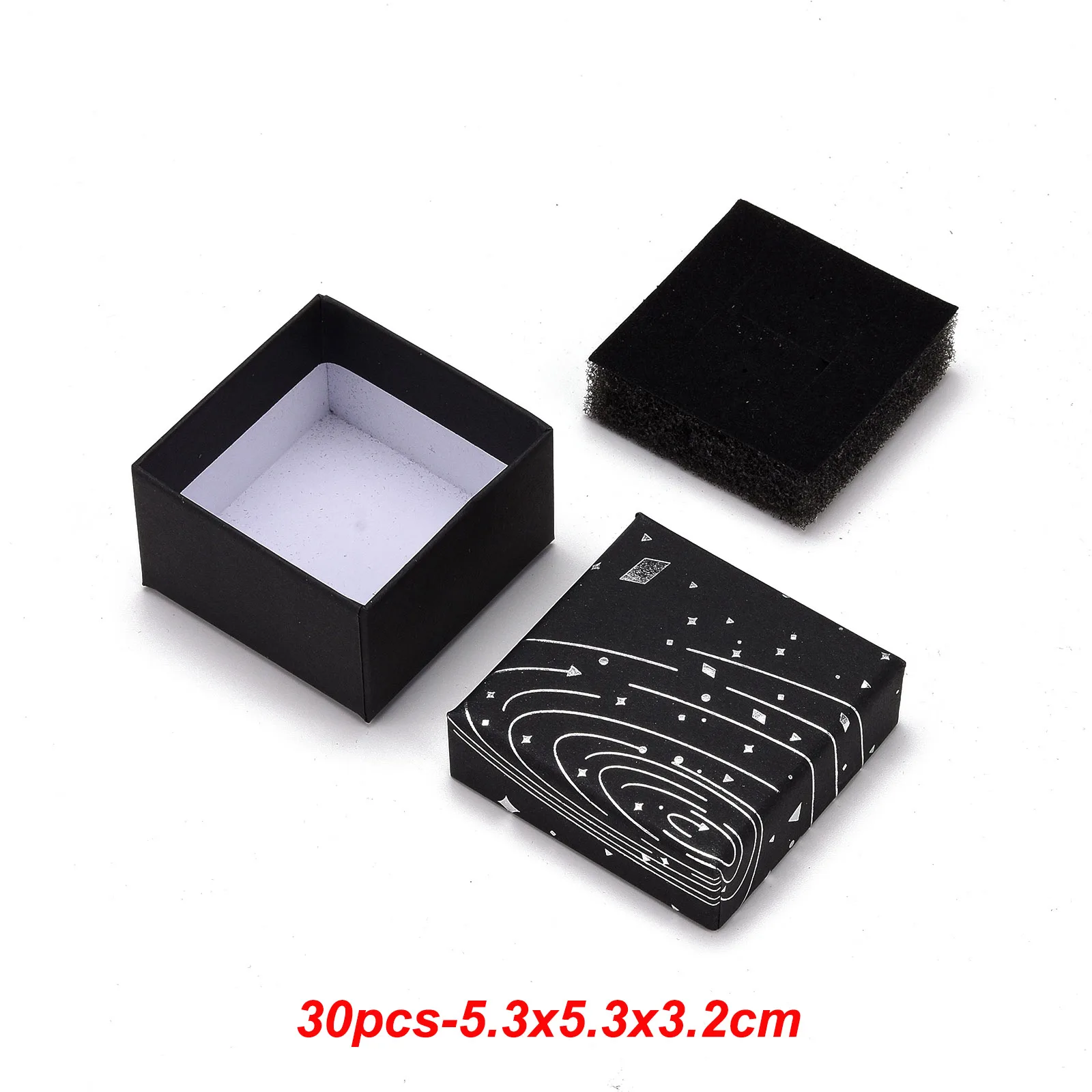 Nbeads Boîte À Bijoux, 20 Boîte-Cadeau Carrée En Carton Avec Une Éponge Noire, Noir, 4.5 × 4.5 × 3 Cm