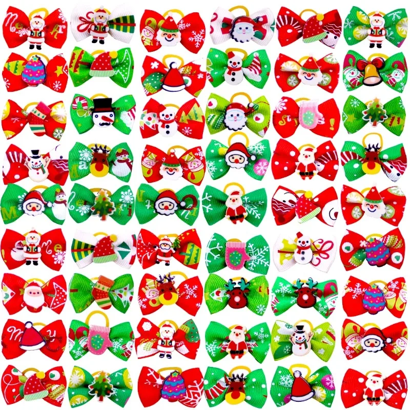 

10/20Pcs Christmas Dog Bows Samll Dog Hair Bows Rubber Bands Cute Grooming Holiday Party Pet Supplies Pet Dog Accessories
