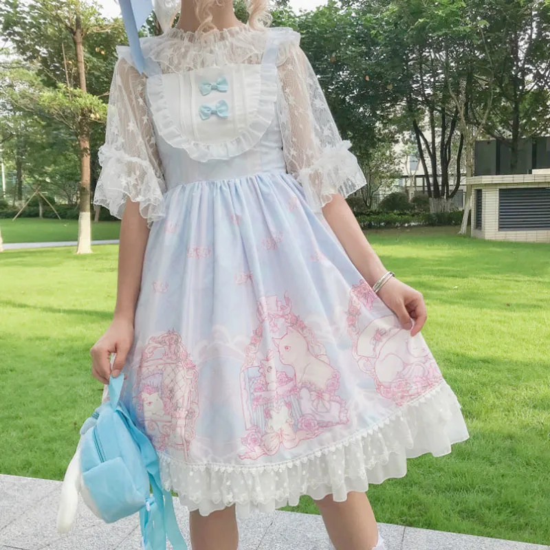 Lolita dress lolita cosplay costumes Sute Cartoon Bunny Lolita Style Dress Women Japanese Fashion Ruffles Sleeveless Cute Bow Lace Dresse Girl Gothic Y2k Party Dress